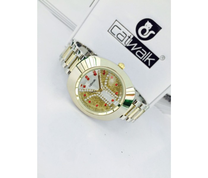 Catwalk CW-169 Genuine quality Fashionable Cz Watch For Women - Silver and Gold - Zoom Image