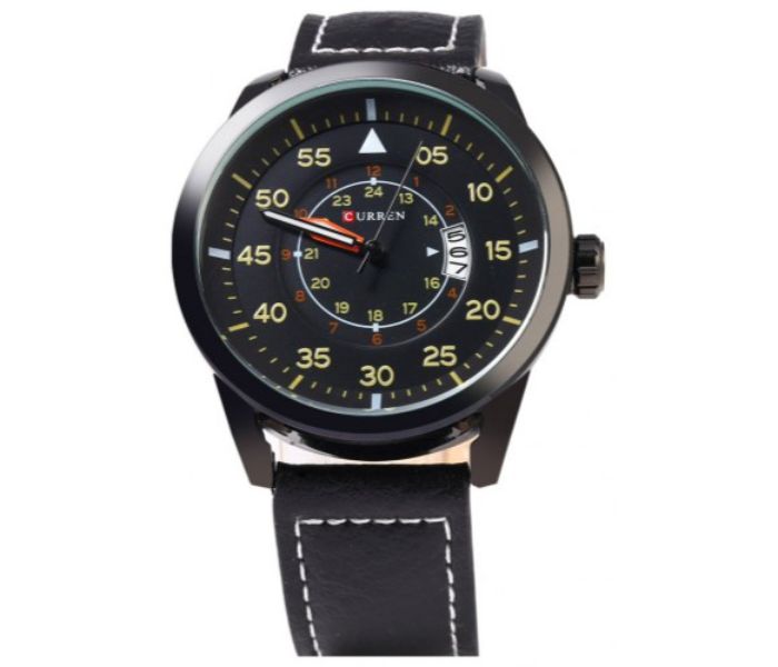 Curren 8210 Casual Analog Quartz Watch For Men Black And Yellow - Zoom Image 2