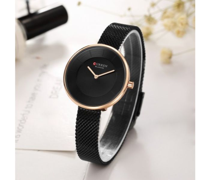 Curren 9030 Stainless Steel Analog Quartz Watch For Women Black - Zoom Image 2