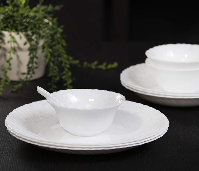 Royalford RF7375 82 Pieces Round Opal Ware Dinner Set - White - Zoom Image 2