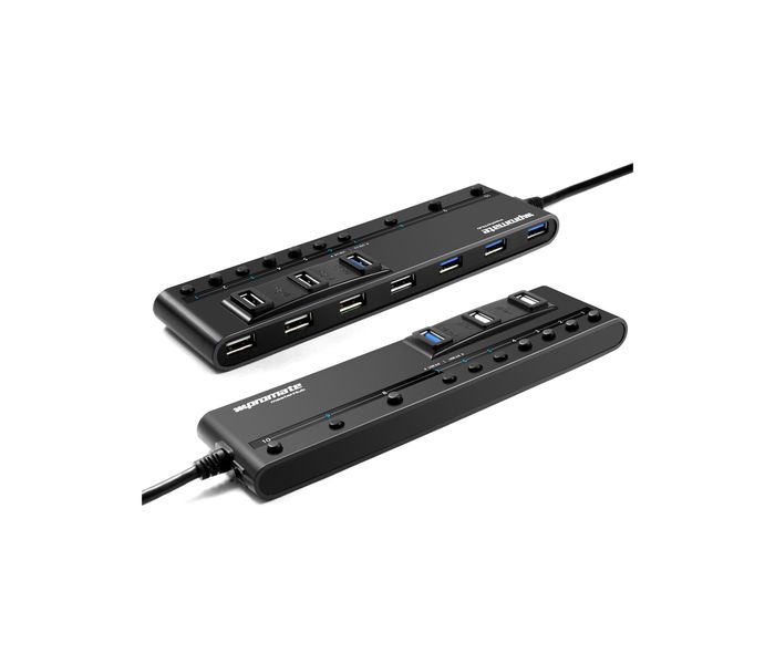 Promate Masterhub High Performance 10-port USB Hub with Four USB 3.0 and Six USB 2.0 Ports, Black - Zoom Image 2