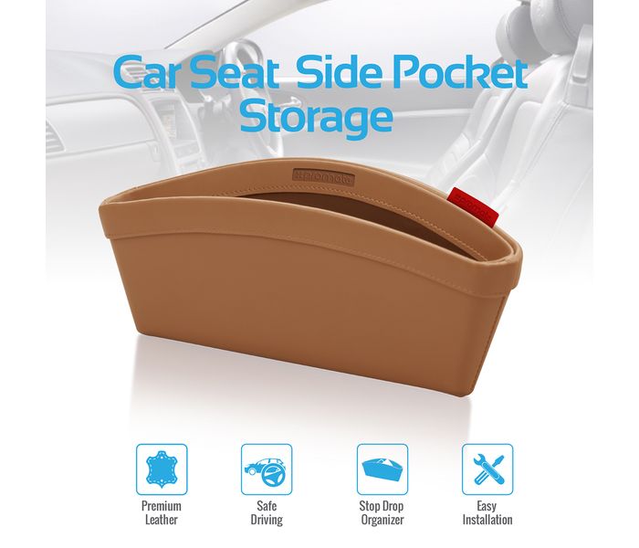 Promate CarPouch Car Seat Side Pocket Storage Organizer Pouch - Brown - Zoom Image 1