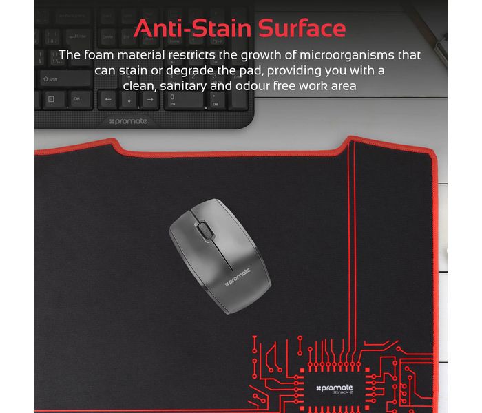 Promate Xtrack-2 Ergonomic Anti-Skid Pro-Gaming Mouse Pad, Black - Zoom Image 2