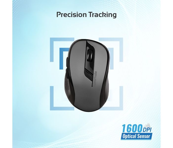 Promate Clix-7 2.4GHz Wireless Ergonomic Optical Mouse, Black - Zoom Image 2