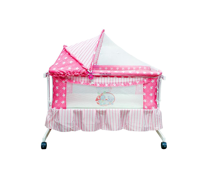 Baby Plus BP6599 Baby Crib with Retractable Hood - Pink - Zoom Image 3