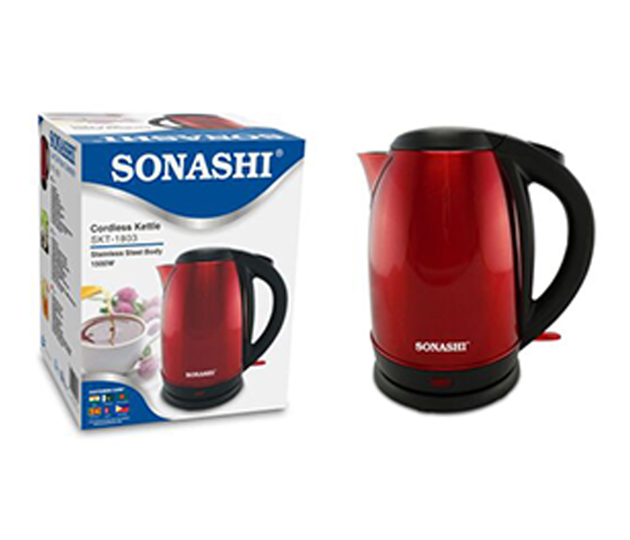 Sonashi SKT-1803 1.8 Litre Stainless Steel Cordless Kettle - Red - Zoom Image 3