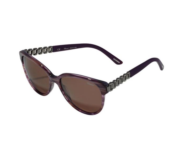 Chopard SCH 150S 06XD Oval Striped Purple Frame & Purple Mirrored Sunglasses for Women - Zoom Image