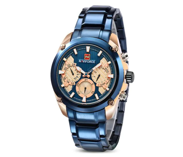 Naviforce 9113 Men Luxury Chronograph Stainless Steel Starp Watch - BLUE - Zoom Image 2