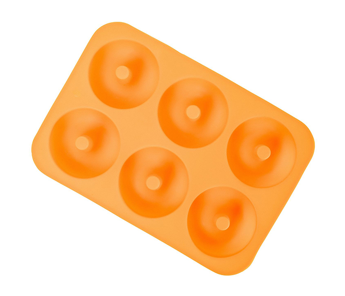 Royalford RFU9105 Silicone Donut Mold with 6 Cavities - Orange - Zoom Image 1