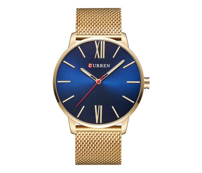 Curren 8238 Ultra Thin Dial Quartz Watch For Men Gold and Blue - Zoom Image 4