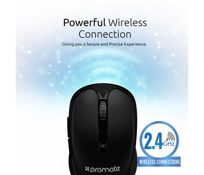 Promate Clix-4 2.4Ghz Multimedia Wireless Optical Mouse with USB Adapter, Black - Zoom Image 2