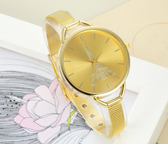 Eiffel Tower Luxury New Fashion Dial For Women 2Pcs Watch - Gold & Silver - Zoom Image 2