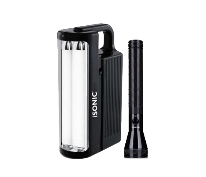 iSonic IL 88 2-in-1 Rechargeable Emergency Lantern & LED Flash Light Combo - Black - Zoom Image