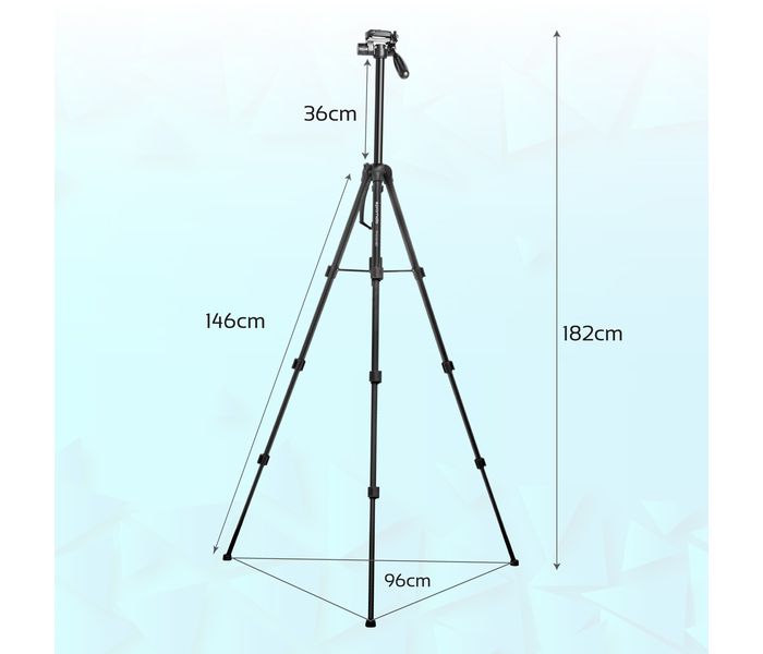 Promate Precise-180 4-Section Convertible Aluminum Alloy Tripod with Integrated Monopod, Black - Zoom Image 6