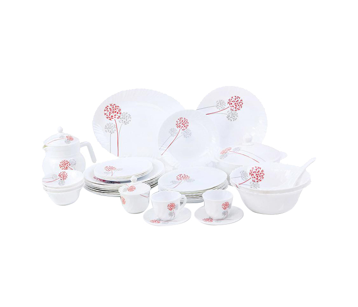 Royalford RF6815 96 Pieces Opal Round Dinner Set - White - Zoom Image