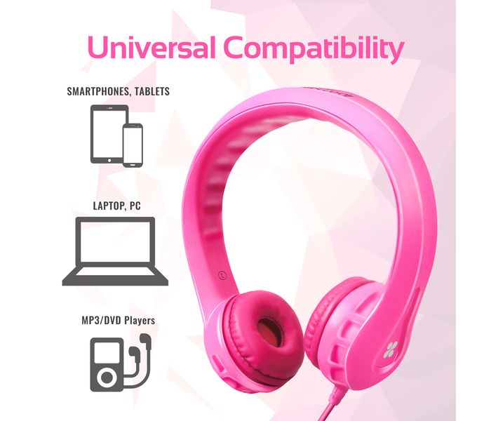 Promate Flexure Super Flexible Lightweight Kids-Safe Foam Headset, Pink - Zoom Image 6