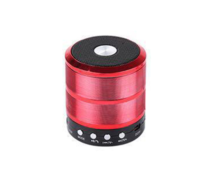 Mini Ws-887 Wireless Bluetooth Speaker With Mic, Aux, USB, SD Card And FM Support - Red - Zoom Image