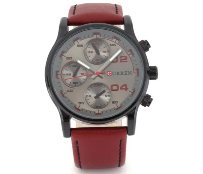 Curren 8207 Casual Analog Quartz Watch For Men Grey And Red - Zoom Image 2