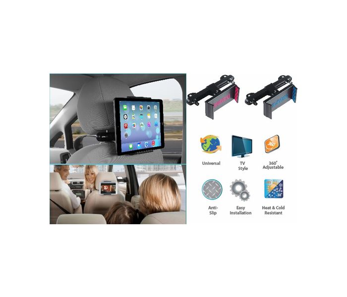 Promate Proholder3 Universal Car Headrest Tablet Mount Holder for Tablet and iPad - Black & Pink - Zoom Image 2