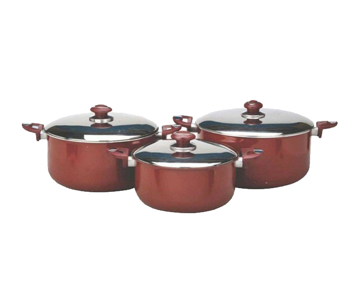 Royalford RF2015-CPS6 6 Pieces Stainless Steel Cooking Pot Set - Red - Zoom Image