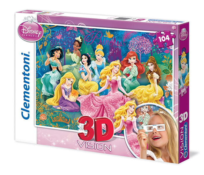 Clementoni 20090 Princess 3D Vision Children Puzzle - 104 Pieces - Zoom Image 2