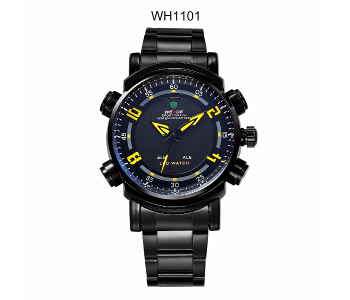 Weide WH 1101MB Mens Digital and Analog Watch Yellow and Black - Zoom Image