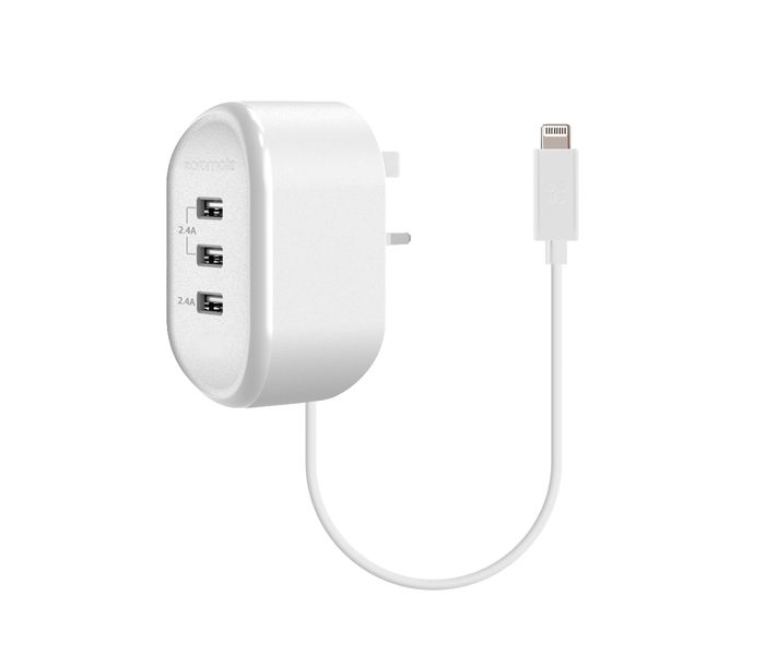 Promate Tonardo-3LT.UK Heavy Duty Home Charger with Lightning Connector, White - Zoom Image 7