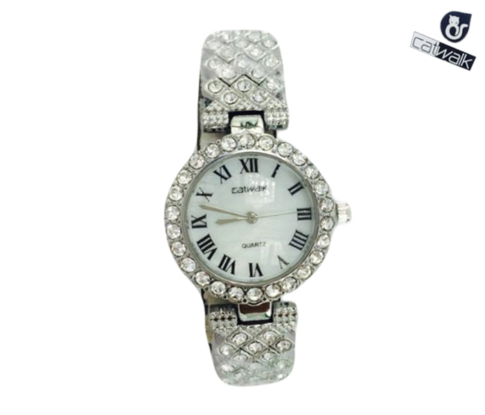 Catwalk CW-196 Genuine quality Fashionable Cz Watch For Women Silver and White - Zoom Image