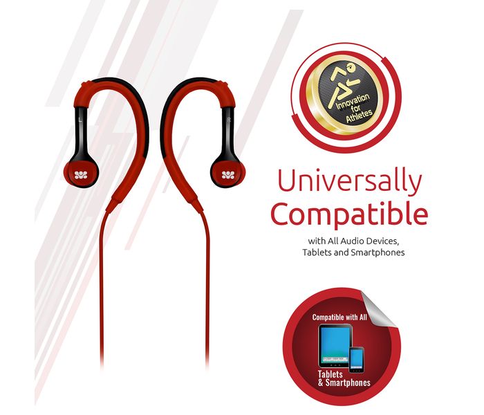 Promate Natty Universal Sporty Over the Ear Gear Buds Headphone with Noise Cancelling, Red - Zoom Image 4