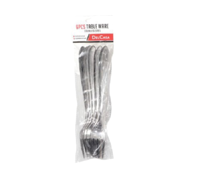 Delcasa DC1271 7 inch Stainless Steel Dinner Fork - 6 Pieces, Silver - Zoom Image