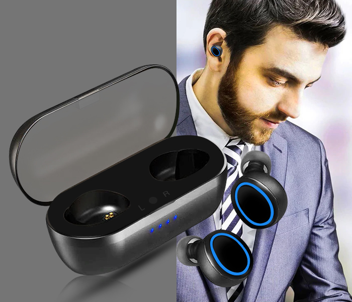 Cilovetty Y-02TWS High Quality Airpods Doble With Power Bank - Black&Blue - Zoom Image 2