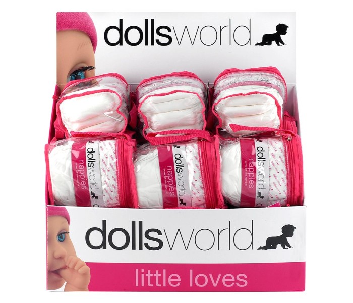 Dolls World 8716 46cm Nappy Bag 4 Pcs White and Pink - Zoom Image 1