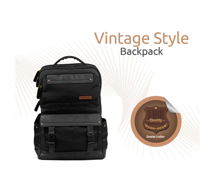 Promate Doric 15.6 inch Doric Vintage Style Laptop Bagpack, Black - Zoom Image 1