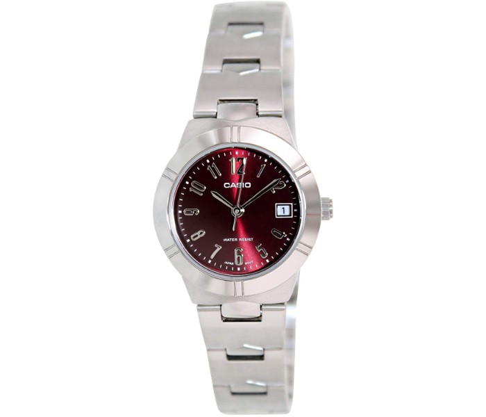 Casio LTP-1241D-4A2DF (CN) Womens Analog Watch Silver and Red - Zoom Image