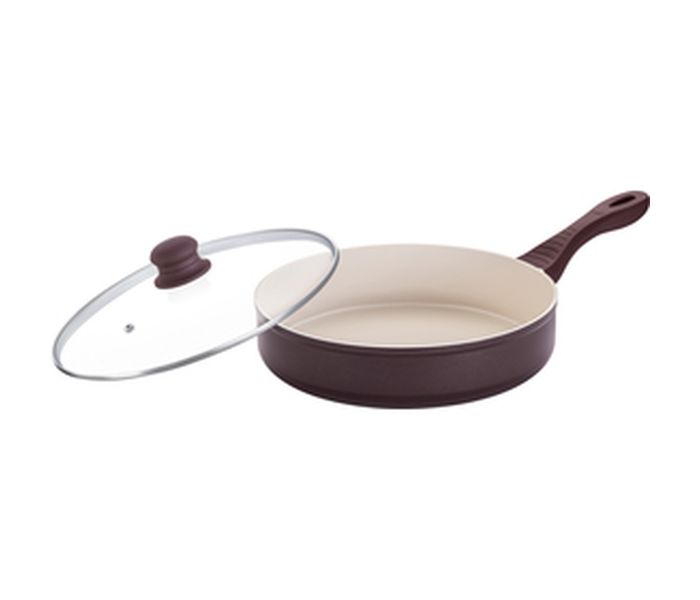 Lamart LT1108 28CM Ceramic Frypan with Lid, Brown - Zoom Image 1