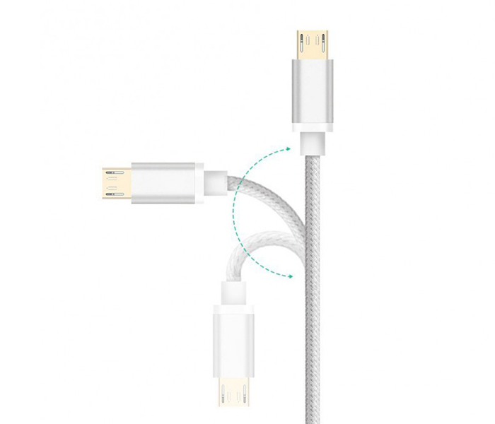 Trands TR-CA2560 Nylon Braided Micro USB Cable - Silver, 1.2 Meter - Zoom Image 1