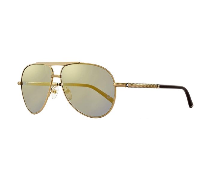 Mont Blanc MB 517S 30C Aviator Shiny Gold Frame & Gold Mirrored Sunglasses for Men - Zoom Image 2