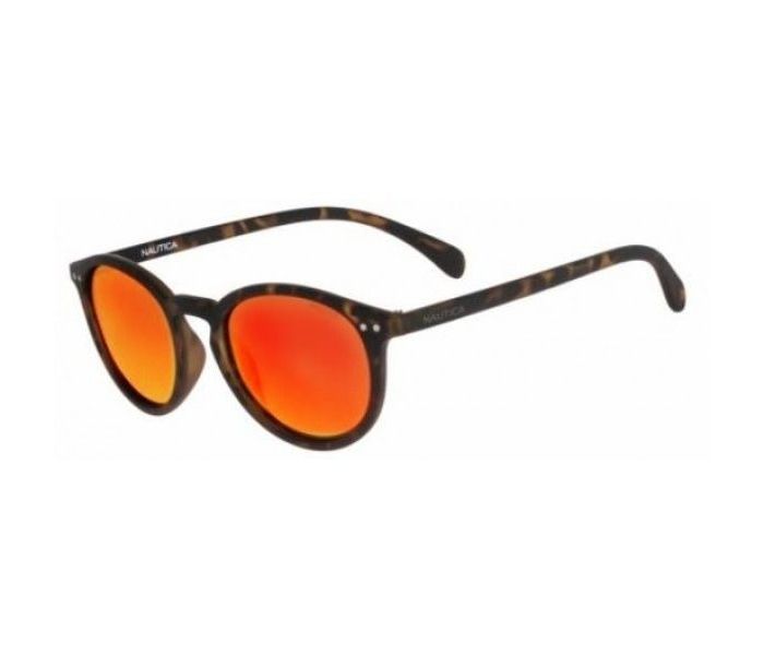 Nautica N3612SP 212 Round Matte Black Frame & Mirror Mirrored Sunglasses for Women - Zoom Image