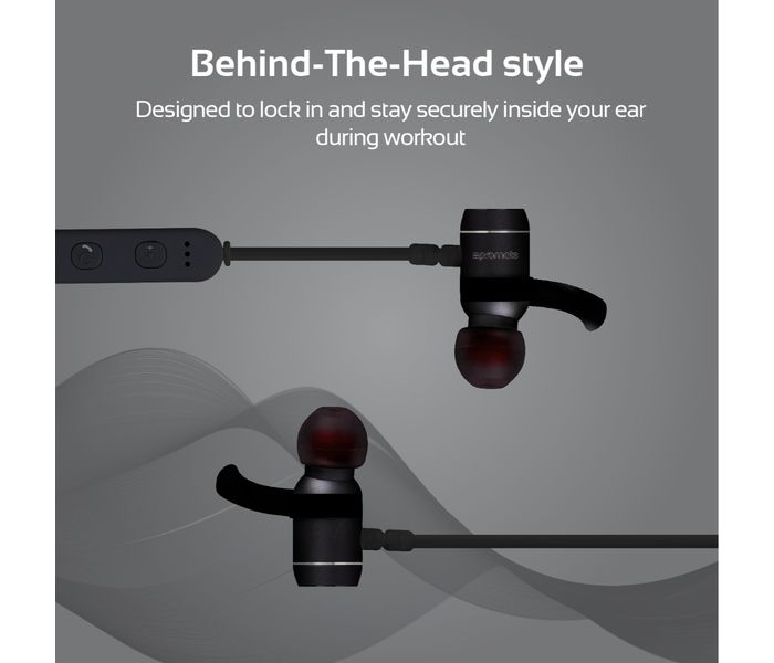 Promate Move Wireless Secure-Fit In-Ear Stereo Sporty Magnetic Earbuds, Black - Zoom Image 2