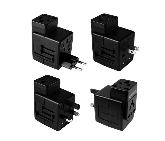 Promate TravelMate.Duo Universal All in One Worldwide Travel Adapter, Black - Zoom Image 7