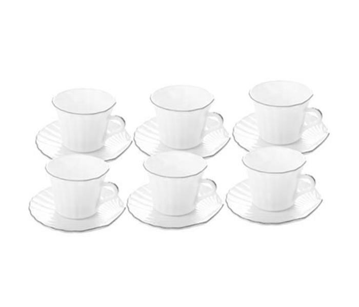 Royalford RF8314 Shell Shape Cup and Saucer with Silver Rim - 12 Pieces - Zoom Image 3