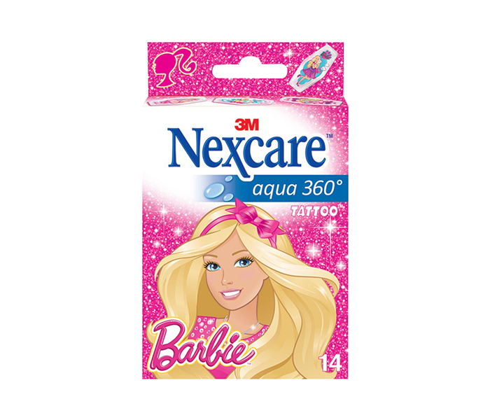 Nexcare N14626414A Pack of 14 Aqua 360 Degree Barbie Tattoo Bandage - Zoom Image