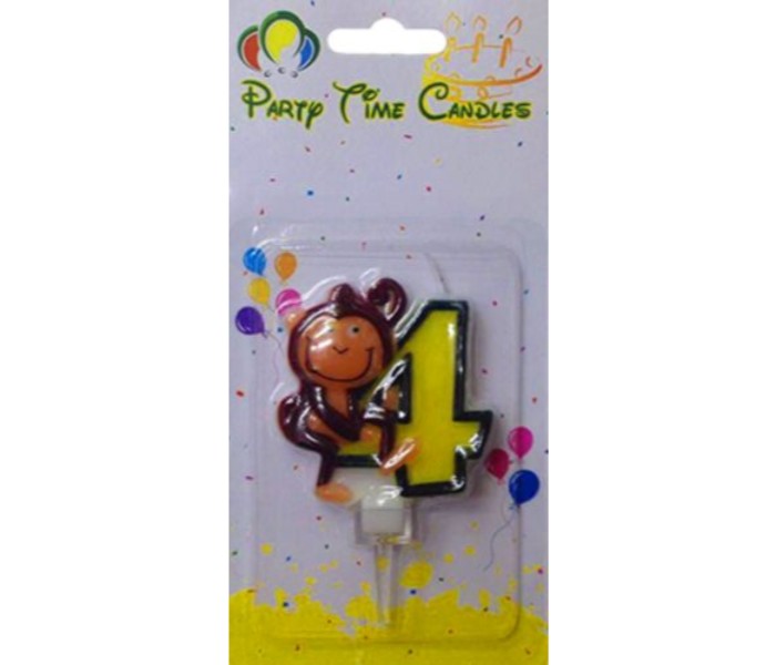 Party Time M116 Animal Birthday Candle 4 Multicolor - Zoom Image