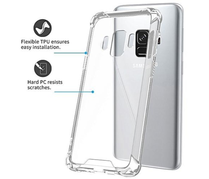 ABS Crystal Clear Reinforced Corners Shock Absorption Protection TPU Case for Samsung S9 ACPS9 Transparent - Zoom Image 4