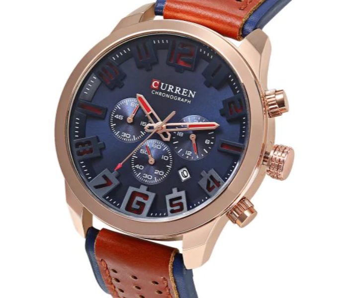 Curren 8289 Chronograph Watch For Men Blue And Brown - Zoom Image 1