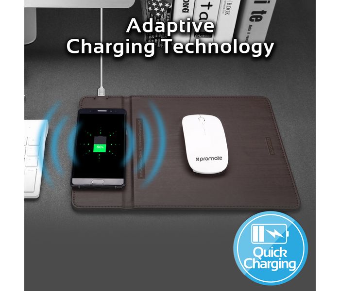 Promate Aurapad-2 3 in 1 Wireless Charger Mouse Pad with Phone Stand - Brown - Zoom Image 2