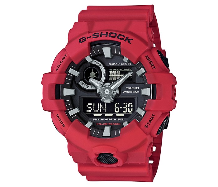 Casio G Shock GA-700-4ADR Mens Analog and Digital Watch Black and Red - Zoom Image