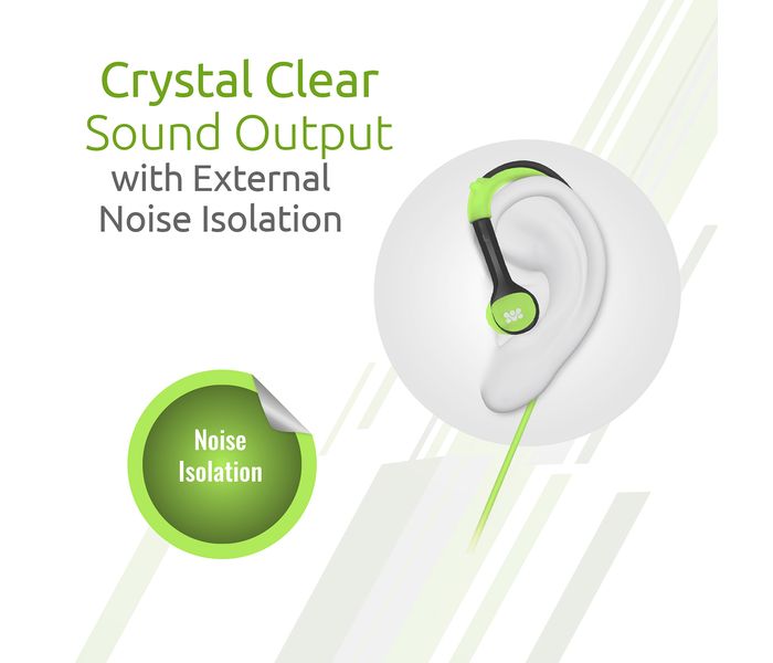 Promate Natty Universal Sporty Over the Ear Gear Buds Headphone with Noise Cancelling, Green - Zoom Image 1