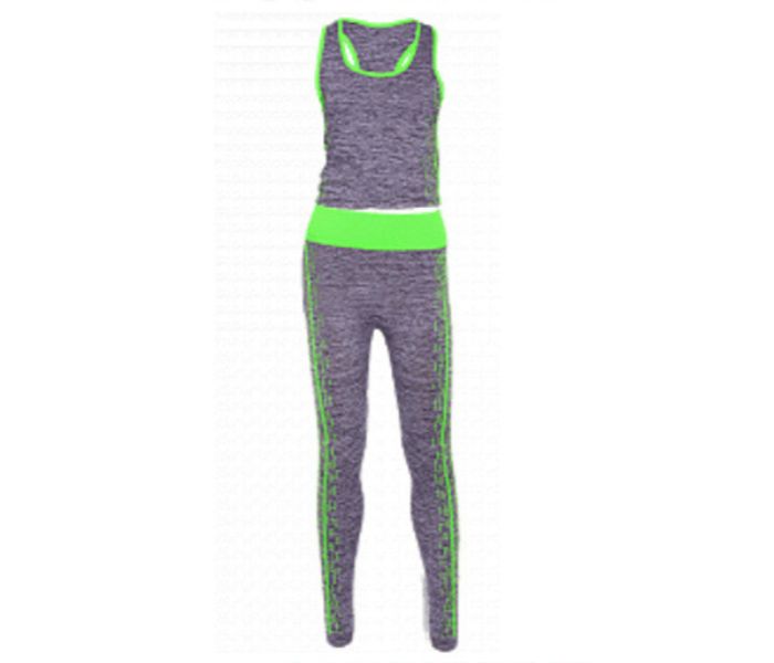 Taqdeer 1212-2 Copper Fit Slimming and Yoga Fashion Wear Suit Green and Grey - Zoom Image 2