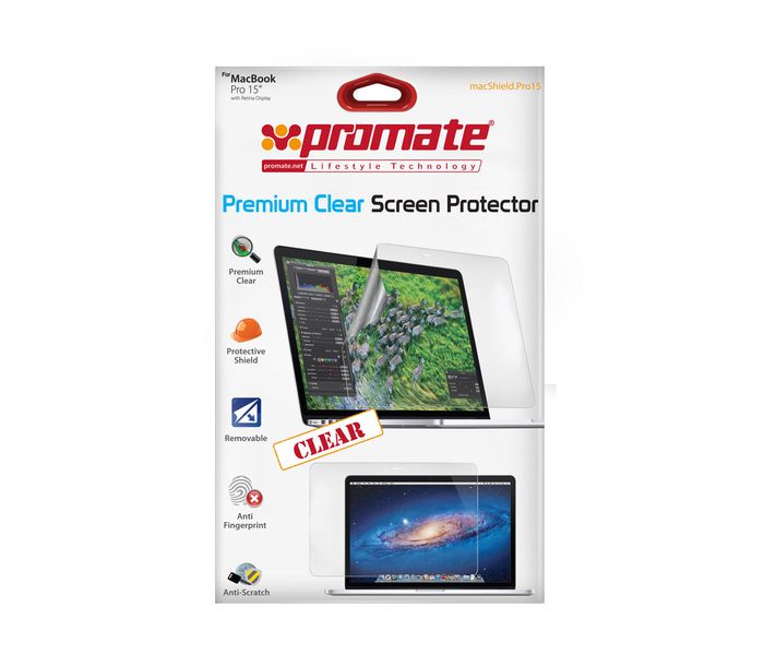 Promate MacShield.Pro15 15-inch Premium Clear Screen Protector, Clear - Zoom Image 2